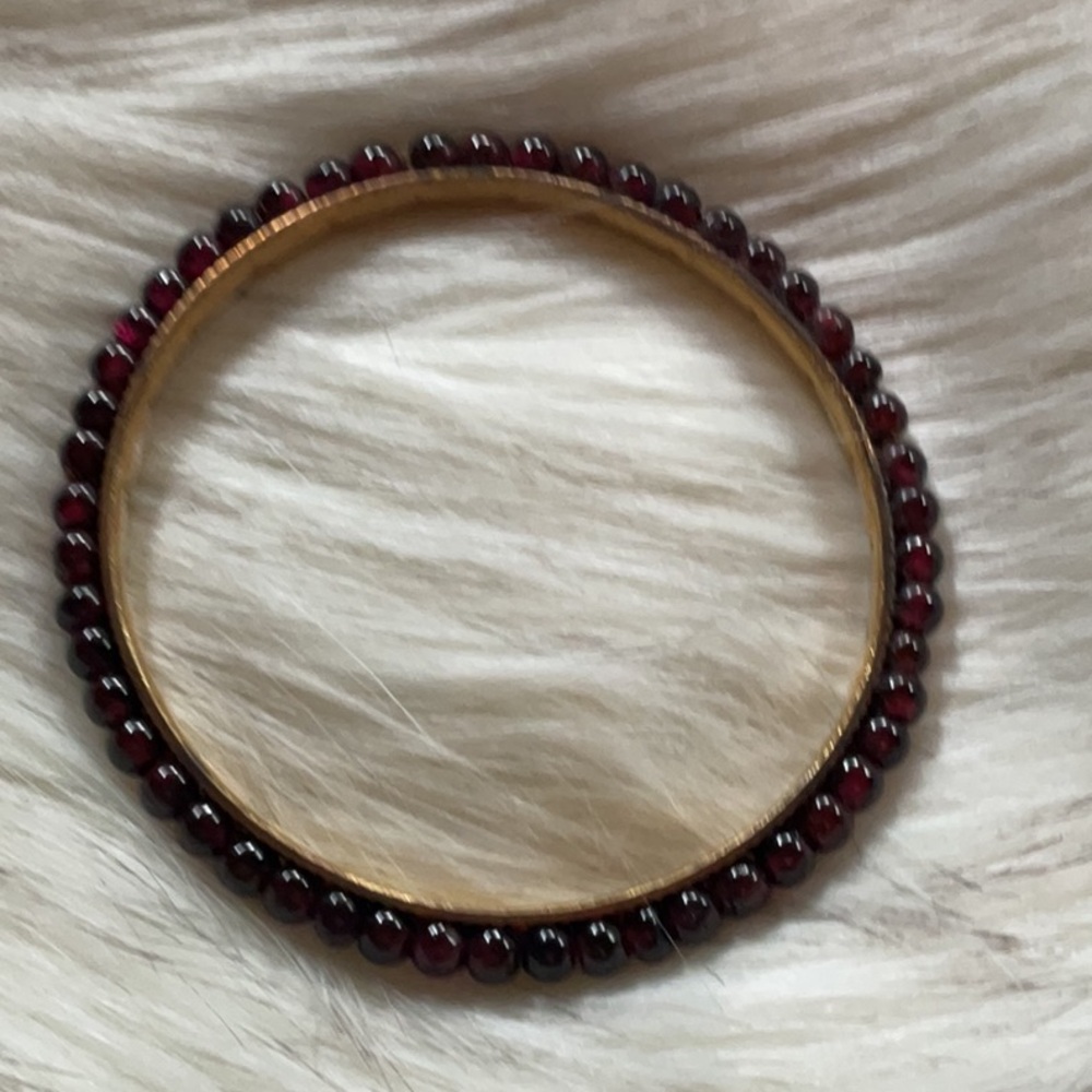 Ruby Colored Beaded Necklace And Bangle - image 3